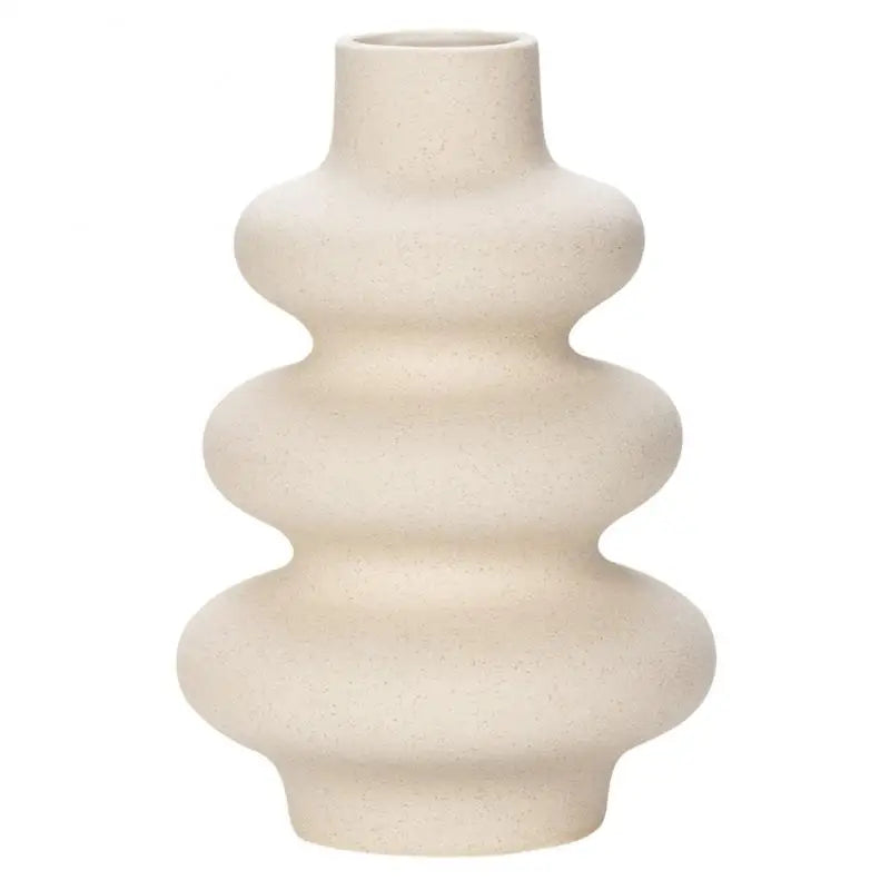 Axyaa Beige Ceramic Vase: Home Decor Flower Arrangement for Garden, Living Room, Office