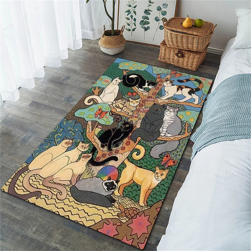 Axyaa Handsome Mage Cat Pattern Carpet Mat for Stylish Room Decor