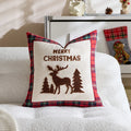 Axyaa Christmas Plaid Elk Pillow Cover Embroidered Jacquard Sofa Cushion