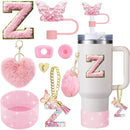 Axyaa Cup Accessories Set for 30oz 40oz Stanley Cup - Silicone Boot, Handle Charm, Initials Sticker