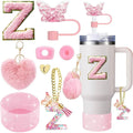 Axyaa Cup Accessories Set: Butterfly Straw, Cover, Cap, Boot, Handle Charm, Initials Sticker