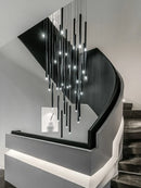 Axyaa Nordic Spiral Staircase Pendant Lights - Black Villa Living Room Chandelier
