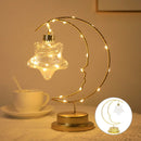 Axyaa Iron Moon Star Night Light for Bedroom, Navidad Christmas Decor, Atmosphere Table Lamp