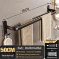 Axyaa Black Aluminum Towel Rack Holder 60CM with Hook and Tissue Holder