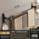 Axyaa Black Aluminum Towel Rack Holder 60CM with Hook and Tissue Holder