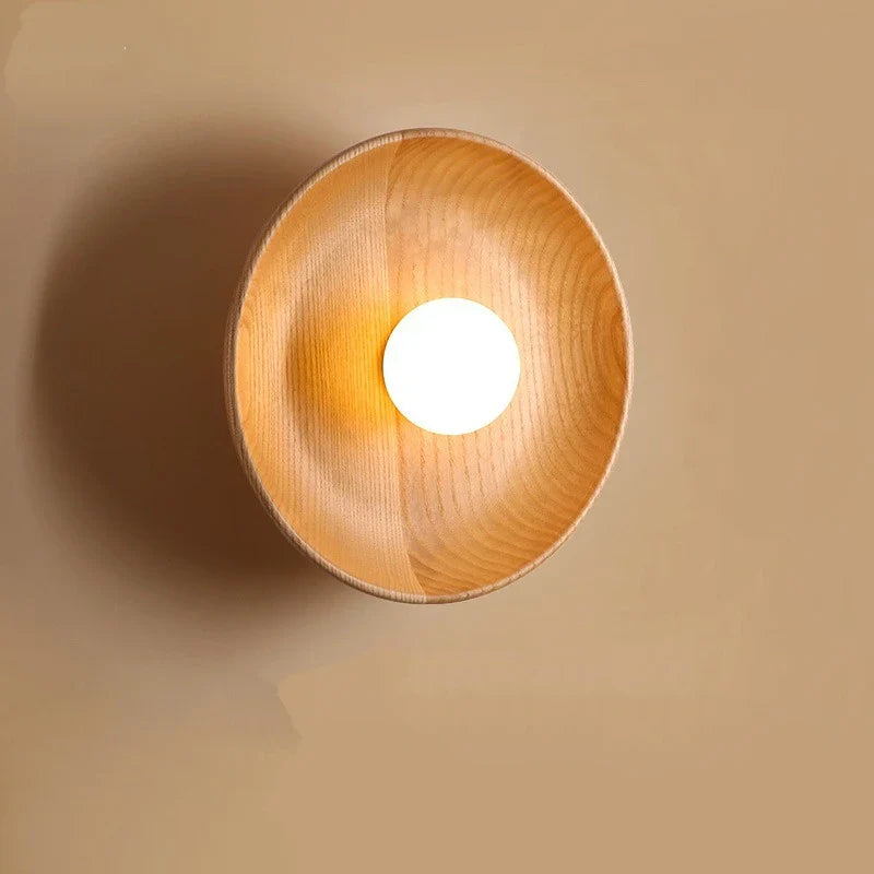 Axyaa Nordic Wood Wall Lamp LED Sconce, Modern Design for Bedroom & Corridor