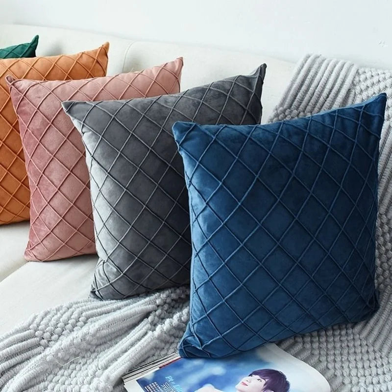 Axyaa Velvet Cushion Cover Set - Soft Nordic Throw Pillowcase for Home Decor