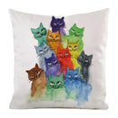 Colorful Cute Cats Pillow Case Set by Axyaa - Home Decor 40x40 45x45
