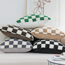 Axyaa Grey Checkerboard Faux Fur Wool Pillow Case 45x45cm