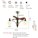 Axyaa Mid-Century Ceiling Fan with Wooden Glass Chandelier & Remote Control