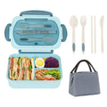 Axyaa 3-Compartment Lunch Box with Utensils, Leak-Proof & Durable Plastic Containers