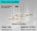 Axyaa Gold Rings LED Pendant Light for Home Living Room Bar Kitchen Chandelier