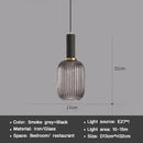 Axyaa Striped Glass Lantern Chandelier LED Pendant Lights for Dining Room Kitchen