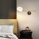 Axyaa White Ceramic Lampshade Wall Sconce with Gold Brass & Wood, E27 Bulb for Parlor & Bedroom