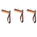 Axyaa Solid Wood Leather Hook Belt for Hanging Clothes and Hats on Wooden Wall