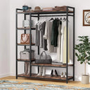 Axyaa Standing Closet Organizer with 6 Shelves and Hanging Bar