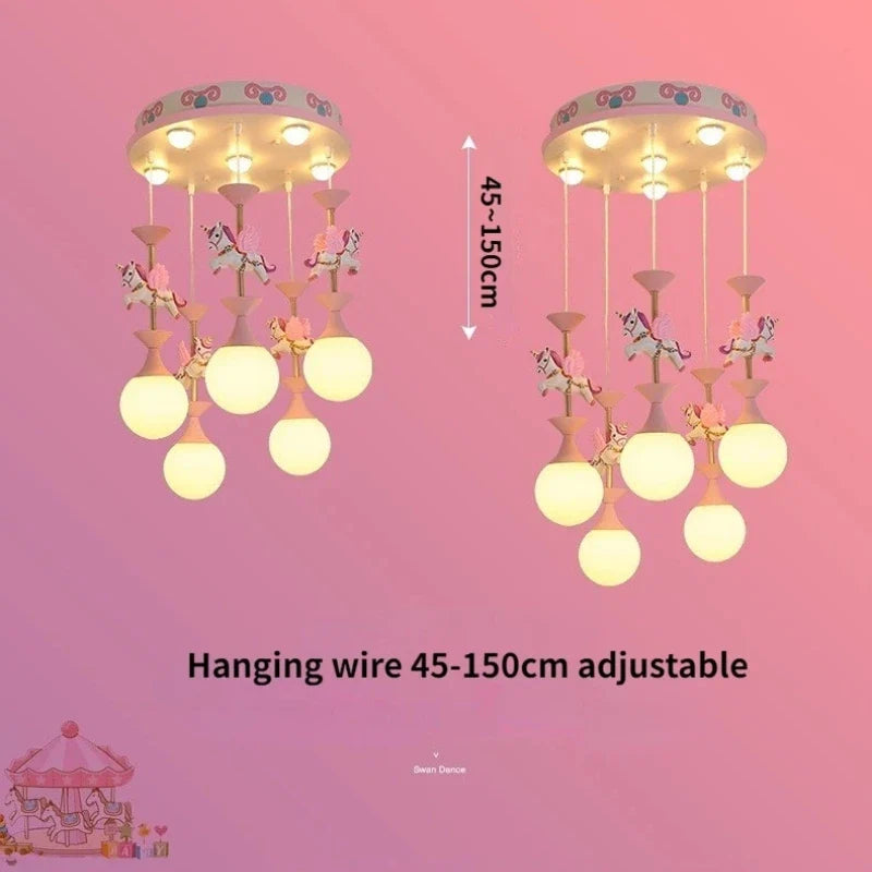 Axyaa Unicorn Cartoon Pendant Lamp for Children's Room LED Ceiling Light