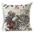 Axyaa Linen Cushion Cover 45x45cm, Flower & Animal Design for Sofa & Bed