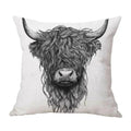 Axyaa Highland Cow Linen Pillow Cover - 45x45CM Home Sofa Throw Cushion for Bed & Car