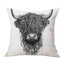 Axyaa Highland Cow Linen Pillow Cover - 45x45CM Home Sofa Throw Cushion for Bed & Car