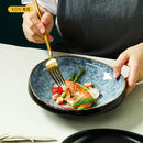 Axyaa 8-inch Ceramic Round Bowl - Thick Edge, Anti-Scald, Retro Design