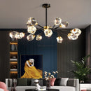 Axyaa Gold Black Crystal Chandelier LED Light for Luxury Home Decor