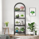 Axyaa 4-Tier Wood Bookcase Storage Shelves - Freestanding Metal Frame Display Rack