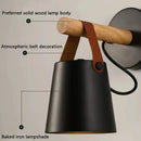 Axyaa Nordic LED Wall Lamp Villages Wood Leather Belt Rustic Home Decor