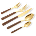 Axyaa Stainless Steel Wooden Handle Cutlery Set - Knife Fork Spoon Clamp