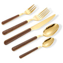 Axyaa Stainless Steel Wooden Handle Cutlery Set - Knife Fork Spoon Clamp