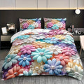 Axyaa Vibrant Floral Print Duvet Cover Set - All-Season Polyester Home Decor