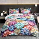 Axyaa Vibrant Floral Print Duvet Cover Set - All-Season Polyester Home Decor