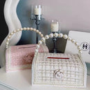 Axyaa Tissue Box: European & American Style, Handmade with Pearls, Ins Style Fabric