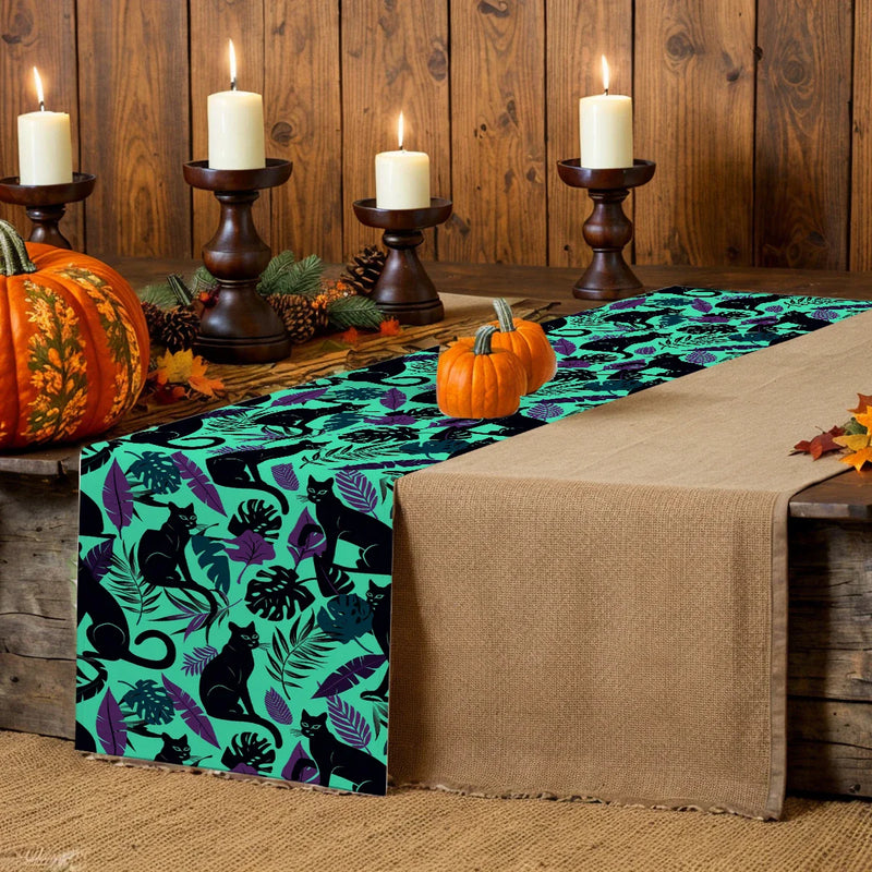Axyaa Tropical Plant Branches Table Runner - Elegant Dining and Wedding Decor