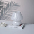Large Glass Mushroom Lamp with Tricolored LED Bulb - Axyaa Nightstand Light