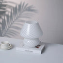 Large Glass Mushroom Lamp with Tricolored LED Bulb - Axyaa Nightstand Light