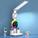 Axyaa Rechargeable LED Desk Lamp with Fan, Clock, and Night Light