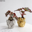 Axyaa Ceramic Rock Vase | Gold-plated Simulation Stone Design
