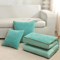 Axyaa Chenille-Rimmed Cotton Pillow Quilt: Solid Color Dual-Purpose Two-in-One Design