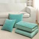 Axyaa Chenille-Rimmed Cotton Pillow Quilt: Solid Color Dual-Purpose Two-in-One Design
