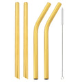 Axyaa Stainless Steel Bubble Tea Straws Set with Cleaner Brush