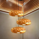 Axyaa Chinese Oak Veneer Hand-woven Wood Chandelier for Bedroom, Study, Dining Room