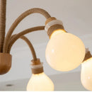 Axyaa Wood Glass Chandelier: Stylish Hemp Rope Pendant Light for Dining Table & Bar Counter