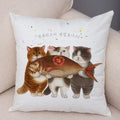 Axyaa Cartoon Cat Decorative Cushion Cover for Home, Sofa, Kids Room
