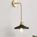 Axyaa Nordic White Pleated Ceramic Pendant Lamp Wall Bedside Bar Vintage Brass Light