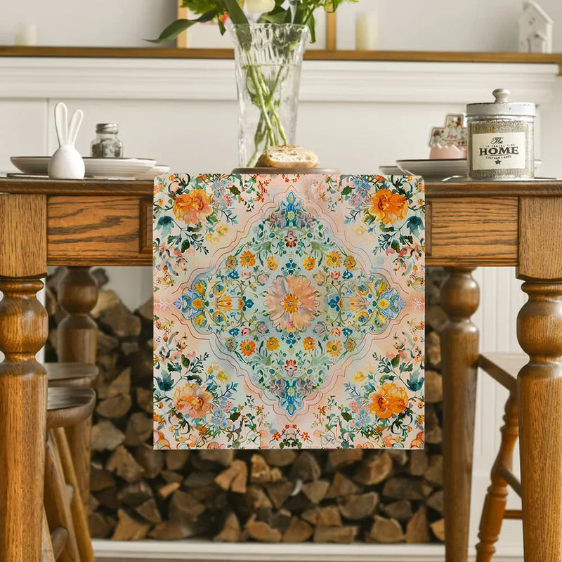 Axyaa National Style Table Runner - Retro Pattern for Dining Decor and Wedding