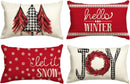 Axyaa Merry Christmas Tree Pillowcase - Winter Linen Decorative Sofa Waist Pillowcase 30X50cm