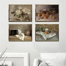 Axyaa Neutral Rose Fruit Botanical Posters Canvas Wall Art Print - Farmhouse Kitchen Decor