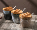 Axya Ceramic Seasoning Pot Set with Spoon Cover - Retro Japanese Style Salt Pepper Oil Jars