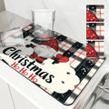 Axyaa Christmas Dwarf Kitchen Draining Mat: Absorbent, Anti-slip, Quick-Dry Drain Pad